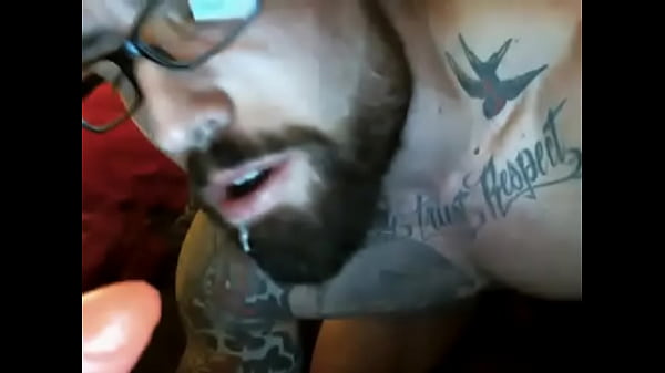 Jordan Levine stroking his cock until he cums on a huge dildo and then licks up his own cum