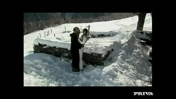 Sabrina Sweet Gives Masked Man a Deepthroat Blowjob Outdoors in Snow