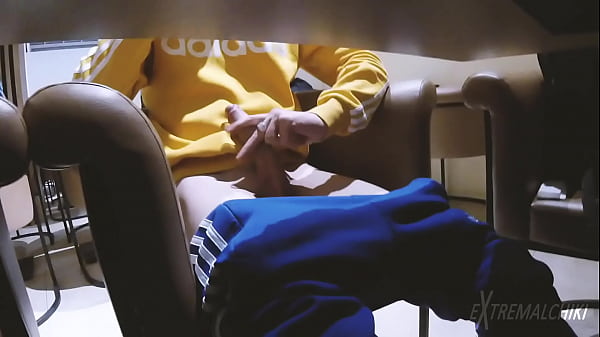 Masturbating boy after burger time