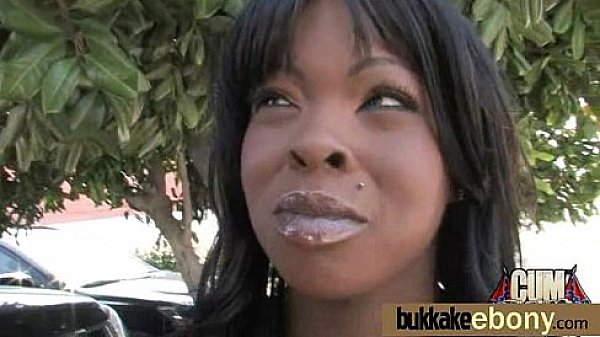 Interracial bukkake with a horny sexy ebony 13