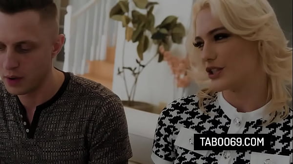 Humiliated guy can't fuck his hot blonde wife without help from his step mother  