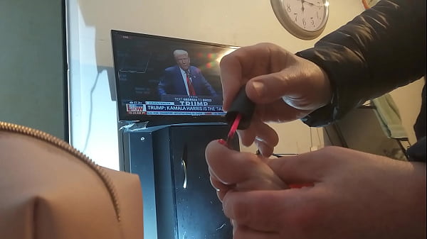 Painting nails, feet fetish, TV