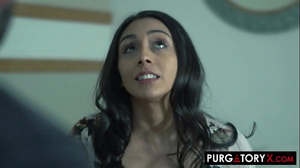 Sexy brunette sucking the priests big cock until he fills her mouth with cum