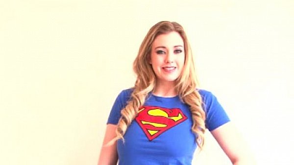 Hot blonde babe having fun stripping