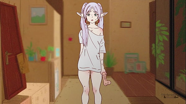 A large puddle of sperm turned out to be too sticky for the legs Frieren !Hentai, Cartoon!  