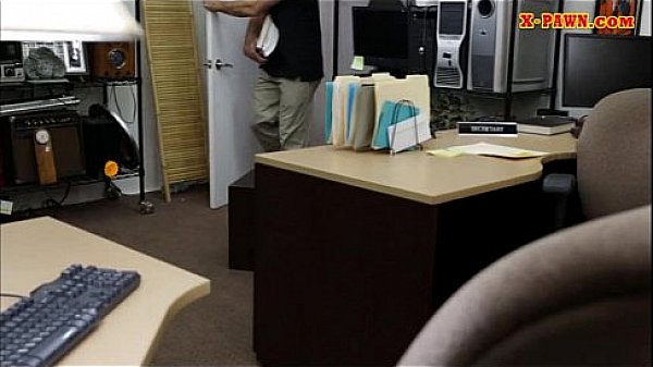 Nerd student sells her books and her twat at the pawnshop