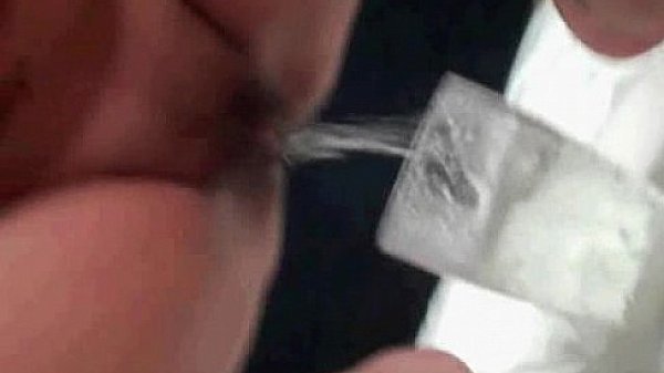 Filthy piss slut drinks her own pee