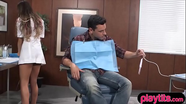 A busty dentist fucks with her patient to ease the