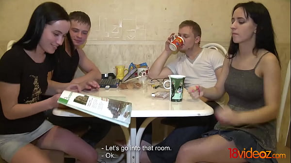 18videoz - Planning a summer vacation these two young couples get so excited they end up stripping naked and fucking together in bed