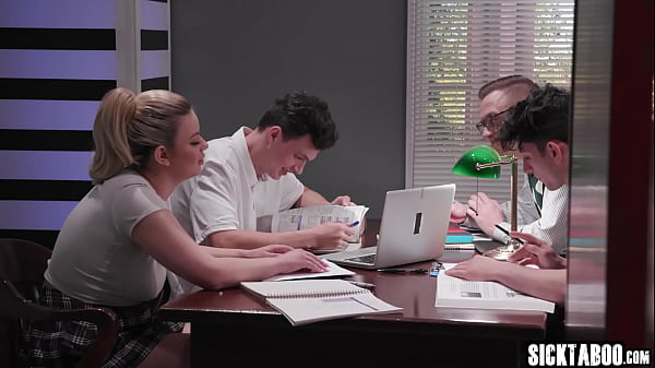 Big tits blonde Heather Honey gave a blowjob and enjoyed hardcore anal sex and double penetration during gangbang in the library  