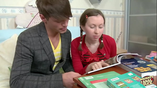 A school tutoring session turns into a sexual encounter with a little, dark-haired woman with braided hair 