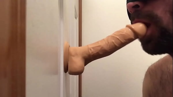 Sucking my fake cock