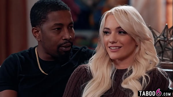 Blonde wife with black husband is not sure she is ready for a threesome today