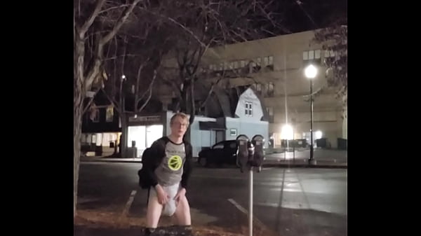 Showing off diaper outside 