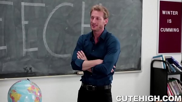 Hot teen Jay Taylor blows cock then gets fucked by her speech class teacher.