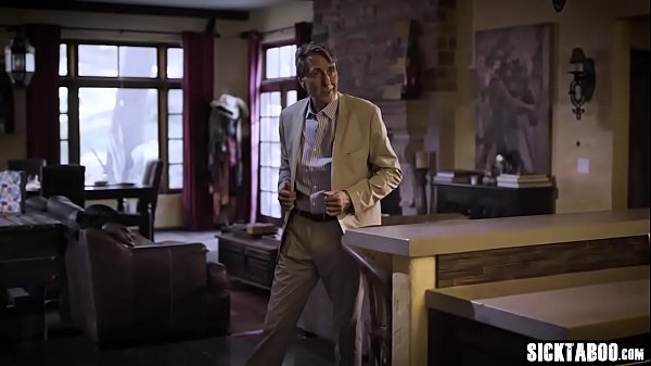 Tiny brunette stepsister banged by stepbrother in threesome  