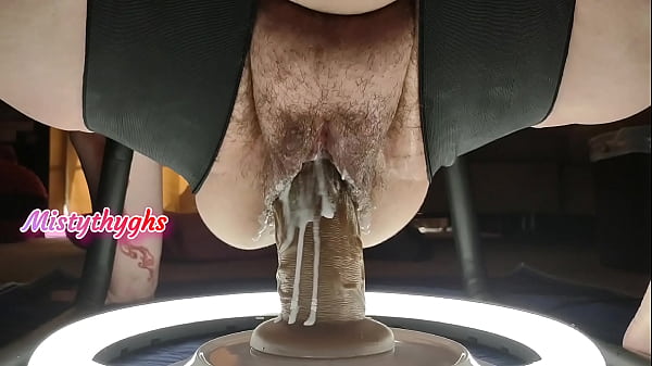 BBW Slut Mistythyghs Squatting On BBC Toy  