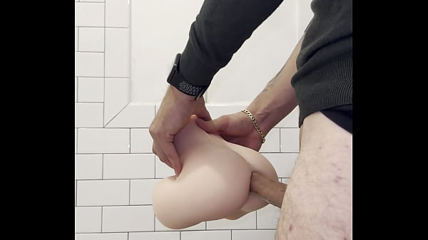 Guy with big dick fucking his torso toy in the ass