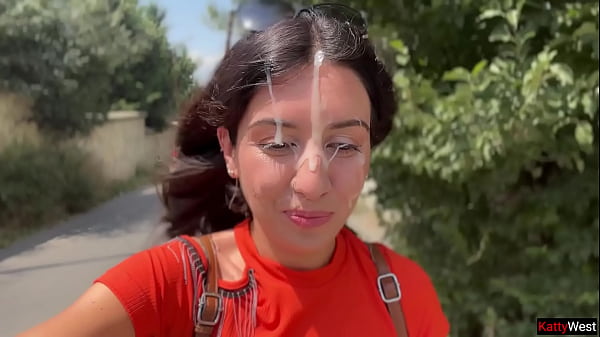 Public Blowjob in the Bushes with Stranger and Crazy Cumwalk Covered in Cum