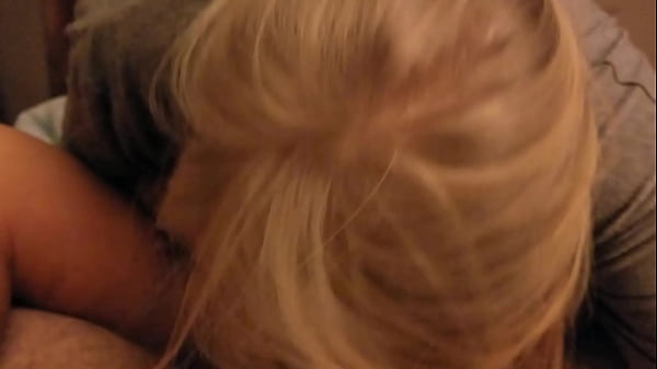 Homemade blonde wife pussy gets wet while giving footjob 