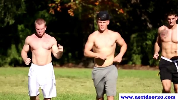 Muscled amateur jocks massaging cocks