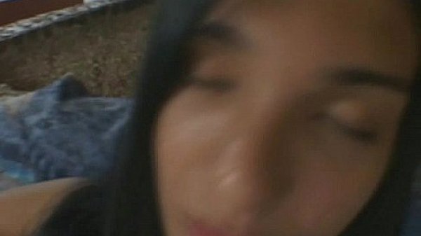 Yummy brunette tranny babe tugging on her hard cock