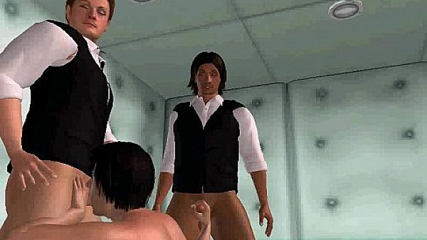 Three sexy 3D studs in suits are fucking