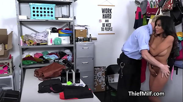 Catching a hot Latina thief with butt plug who is ready to have fun