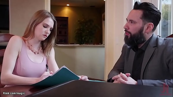 Corporate blonde Mona Wales sells her stepsister Ashley Lane to her assistant Tommy and he anal fucks her with big dick in threesome bondage 