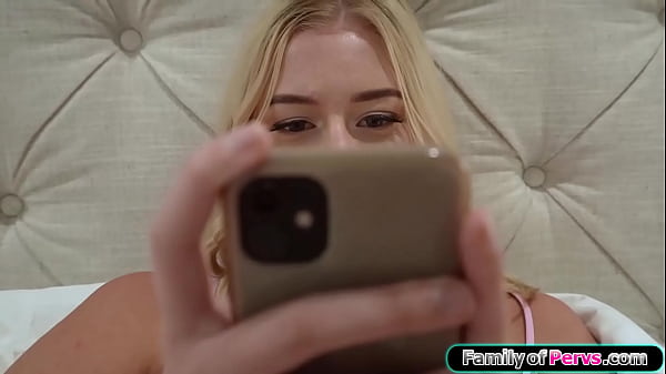 The lights went out again and small tits stepdaughter Skylar Storm has a great idea to pass the time.The horny blonde wants to suck off her stepdaddy 