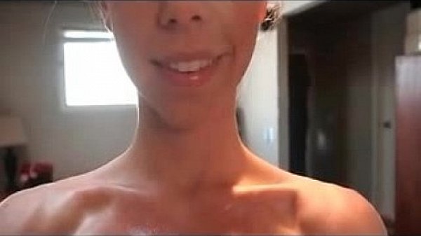 Skinny bronzed teen naked in house