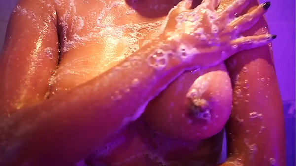 Horny girl showers and cant help masturbation with music in the background  