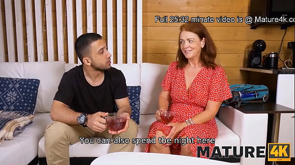 MATURE4K. Coming into hands of sauna boy mature beauty gets it on with him  