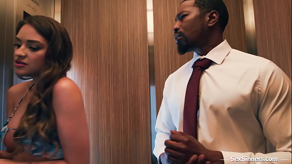 Gizelle Blanco meets both secret dates in the elevator.When one leaves shes pussy licked then the other comes back and she sucks bbc until shes caught  