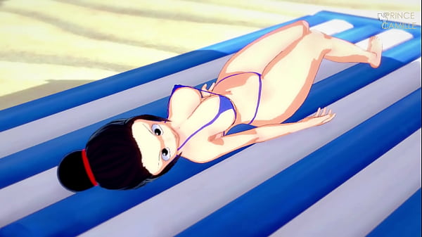 spying on Milk on the beach while wearing a sexy bikini  