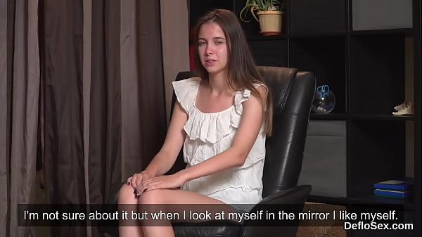 Lovesome half-naked model caresses her gaped hymen in close-up  