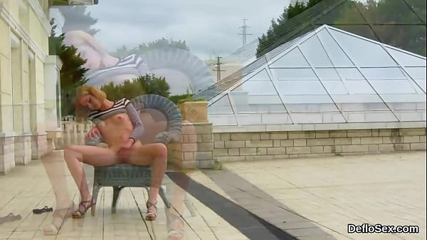 Sultry half-nude peach fondles her spread hymen in closeup