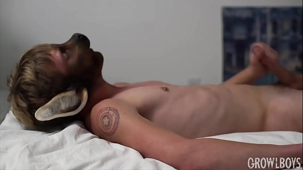 Furry young gay wanks off before cumshot