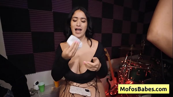 Watch this horny slut with spectacular natural boobs getting massive load of hot cum on her face  