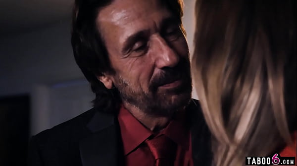 Blonde teen Aiden Ashley in a dirty threesome with two much older guys