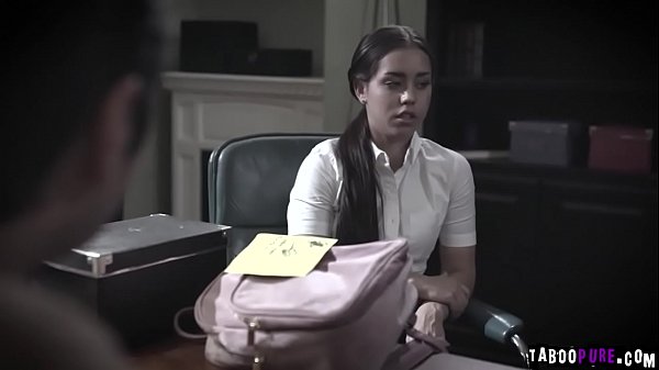 Tommy is so horny as he pull down the underwear of Alina Lopez and bend as over the guidance office desk.