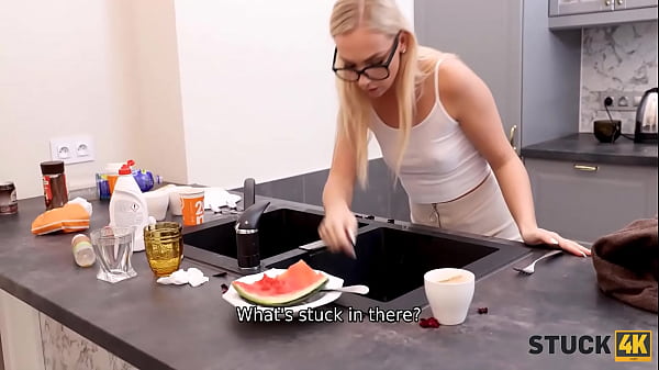 STUCK4K. Sensual babe needed assistant after a little kitchen incident