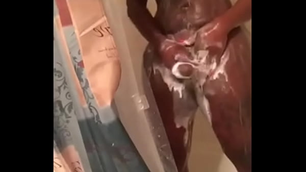 Black Transsexual Babe Soaps Up her Big Cock