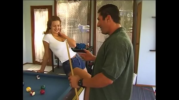 Young redhead chick Amanda Rain is spreading legs right on pool table  