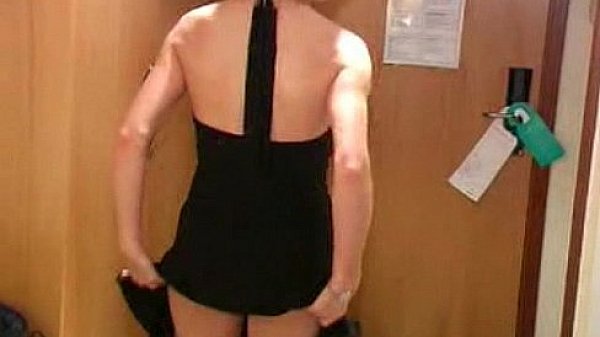 UK Milf gets a Bukkake in a black dress  