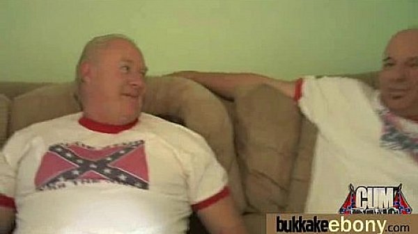 Ebony girlfriend takes huge loads of cum on her face 19