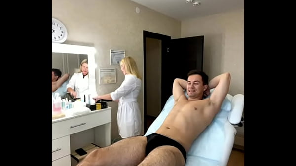 An example of male torso waxing for a young guy (full on red)