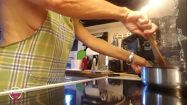 nippleringlover topless hot milf making food - sexy panty - huge nipple piercings  