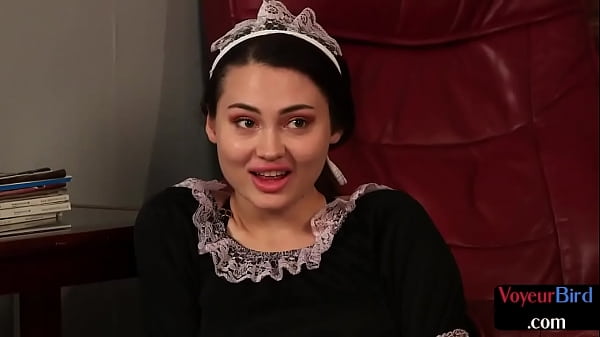 Busty cfnm domina in lingerie rubs clit while guy tugs  