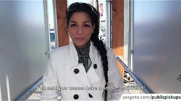 Sexy brunette babe Nancy reveals her perfect tits in a parking lot